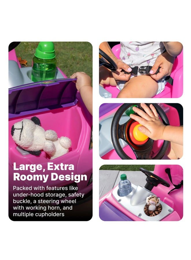 Step2 Whisper Ride II Kids Push Cars, Ride On Car, Seat Belt, Horn, Toddlers Ages 1.5 – 4 Years Old, Max Weight 50 lbs., Quick Storage, Stroller Substitute, Pink - Image 4